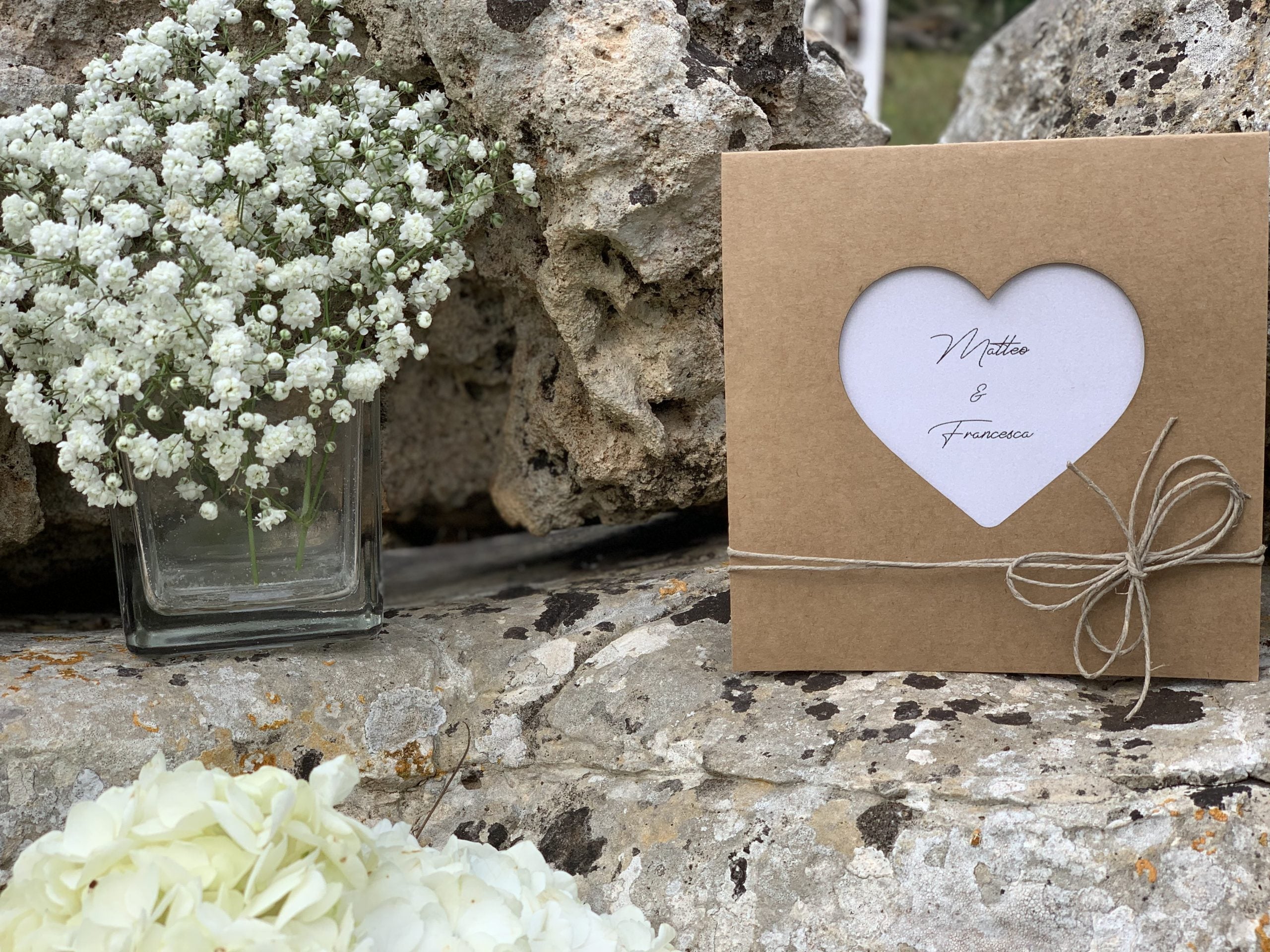 Partecipazione matrimonio cuore kraft 3