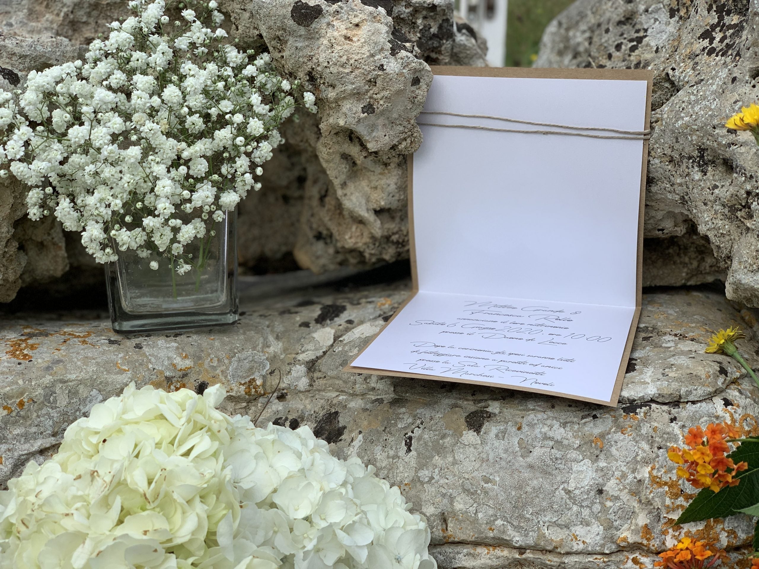 Partecipazione matrimonio cuore kraft