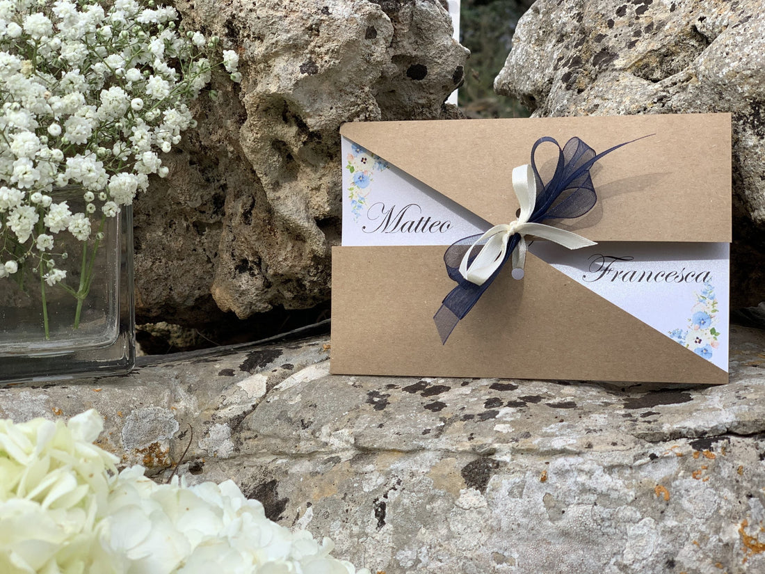 Partecipazione nozze doppia apertura kraft