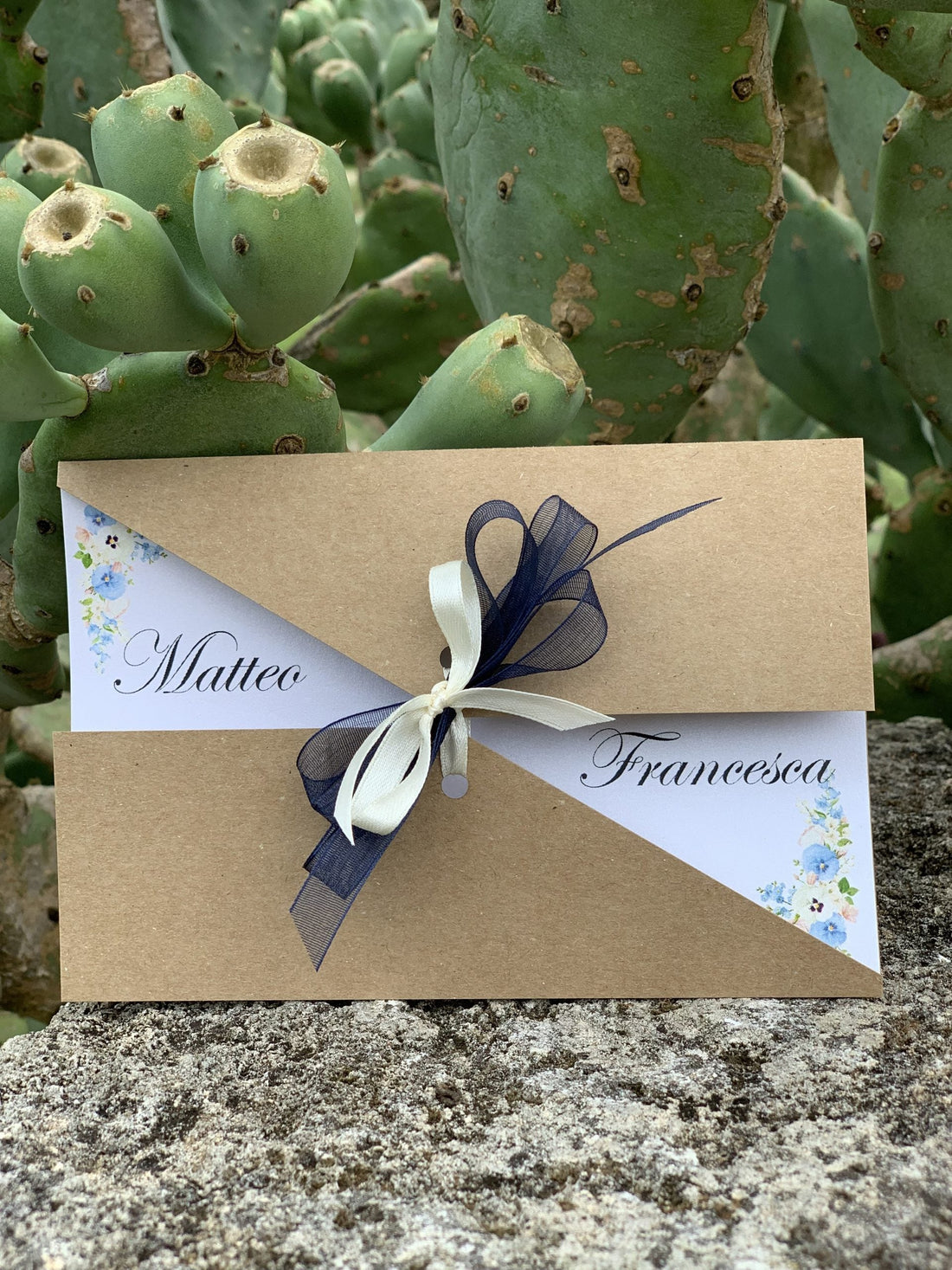 Partecipazione nozze doppia apertura kraft