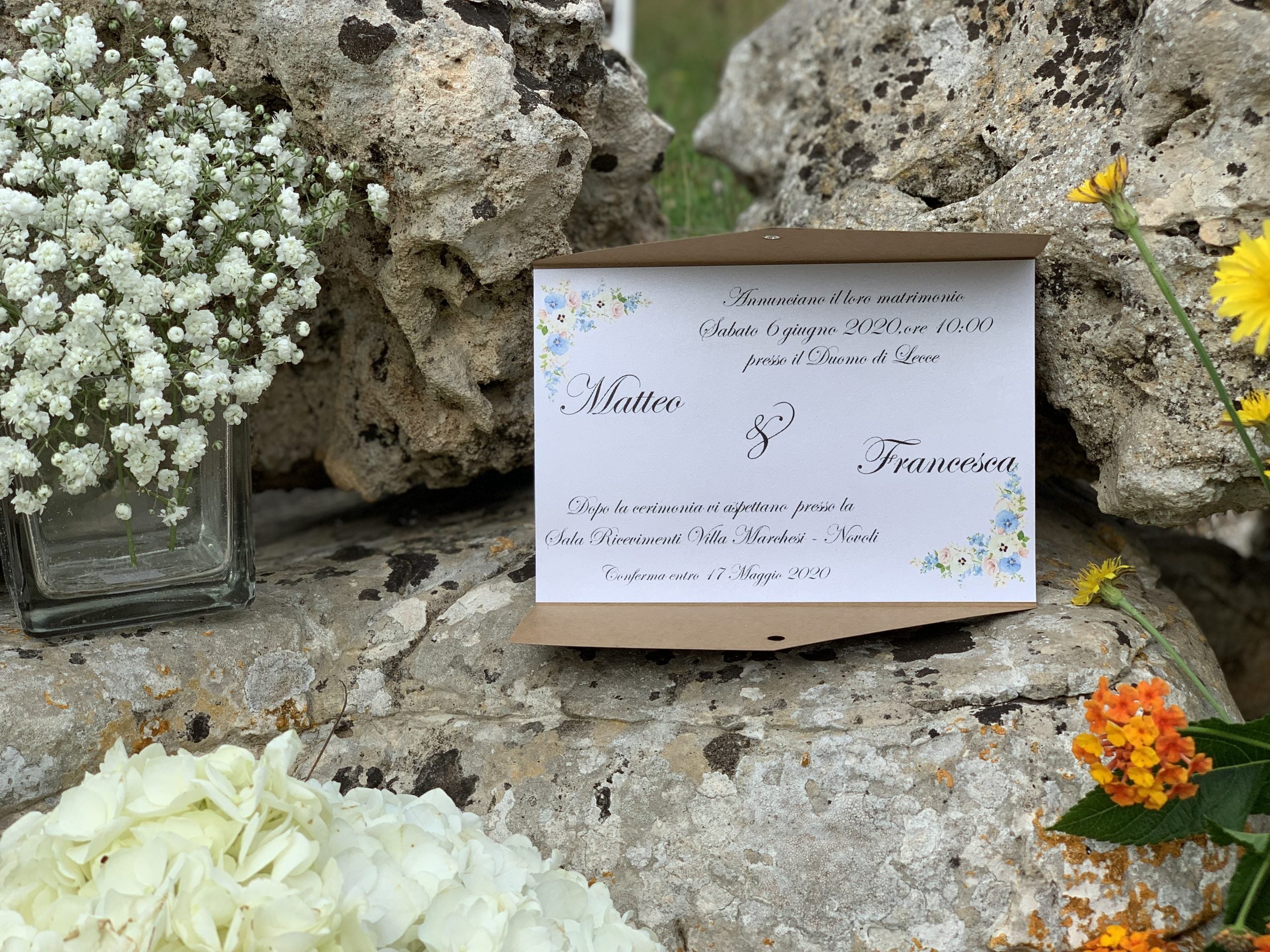 Partecipazione nozze doppia apertura kraft 4