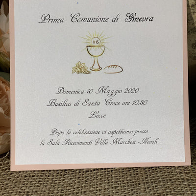 Partecipazione prima comunione rosa