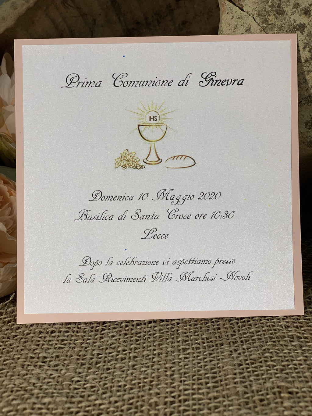 Partecipazione prima comunione rosa