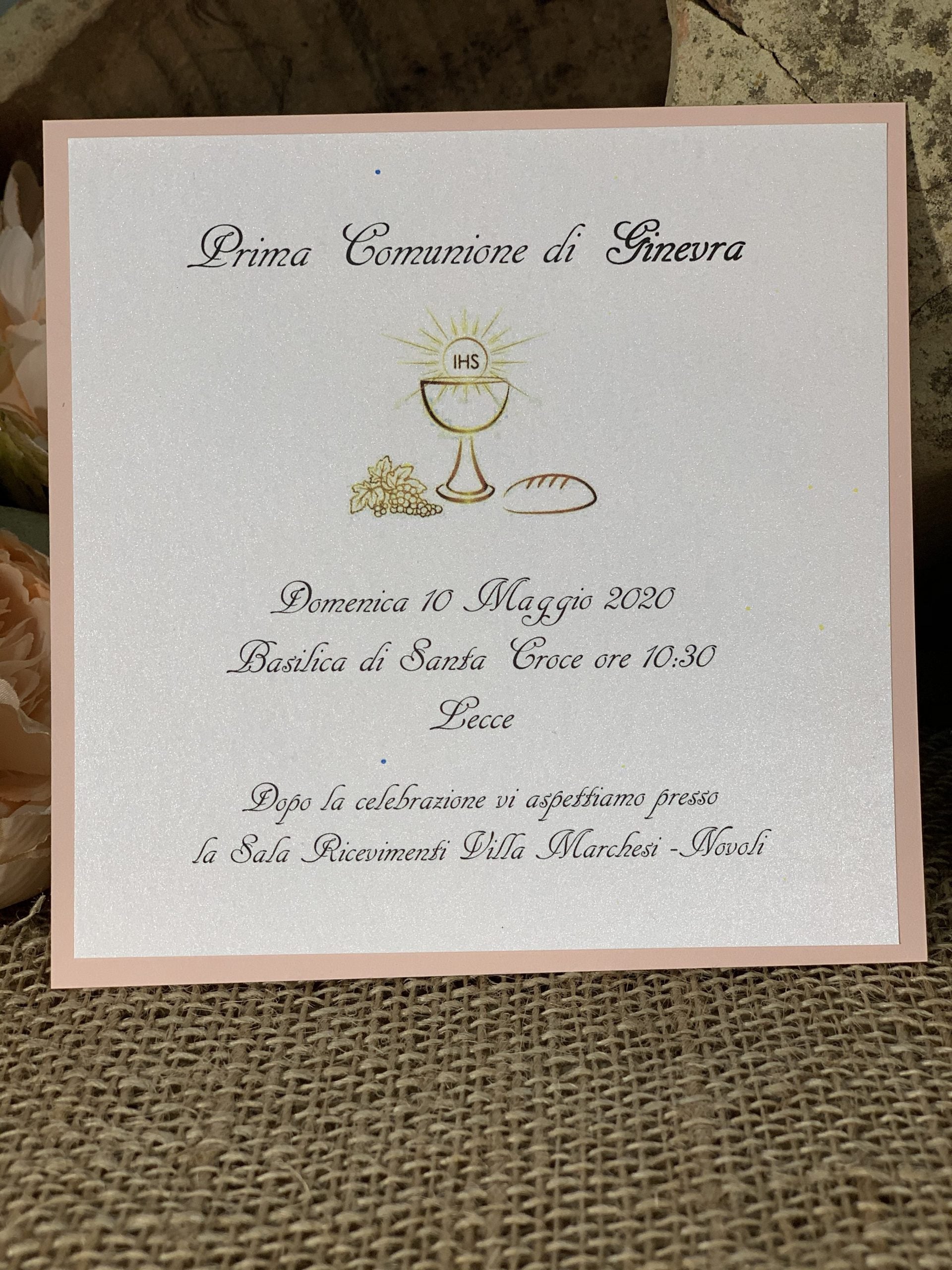 Partecipazione prima comunione rosa