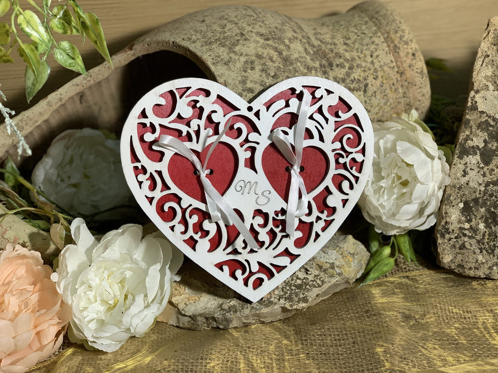 Portafedi legno cuore intagliato 3