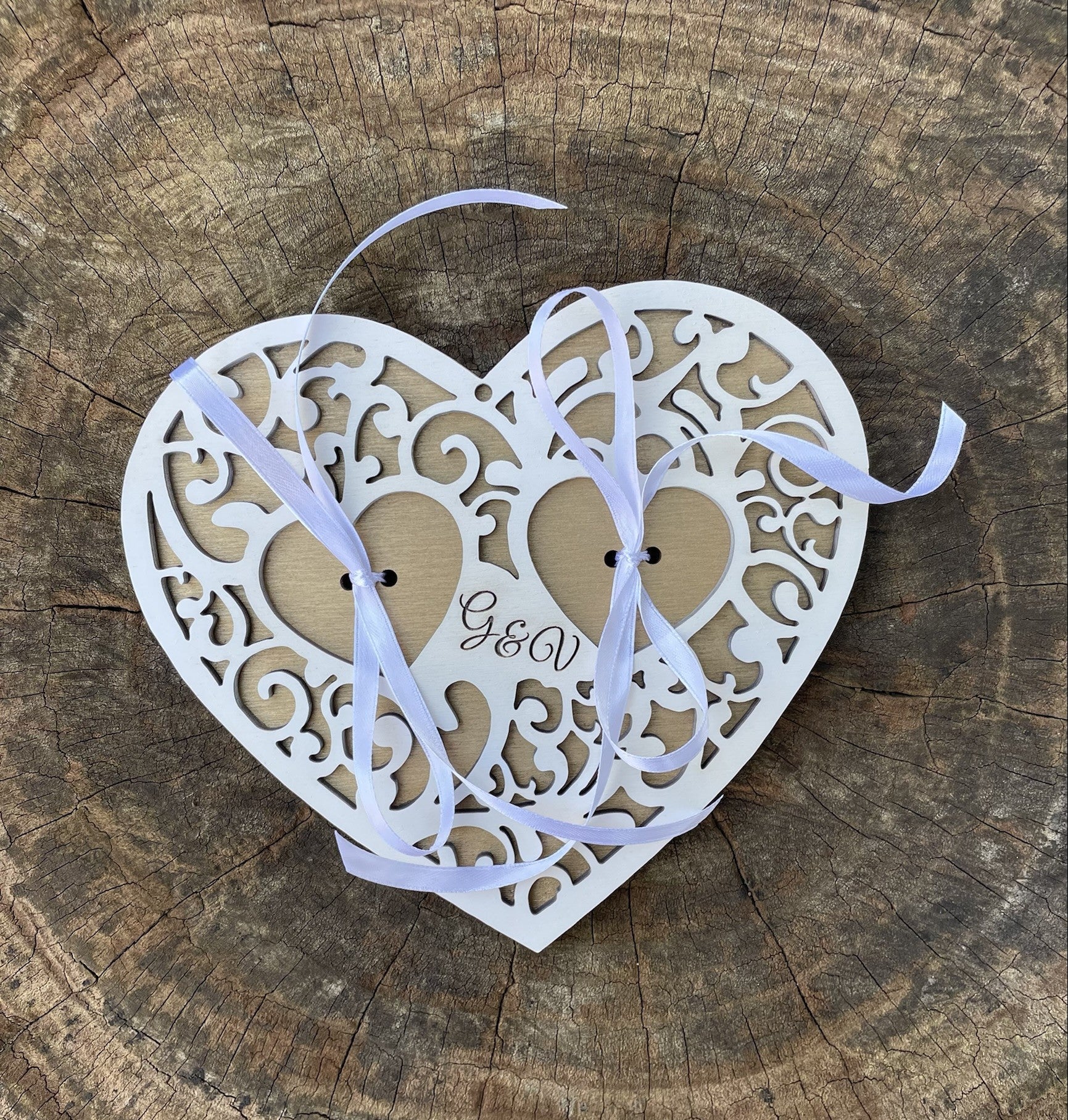 Portafedi legno cuore intagliato 6