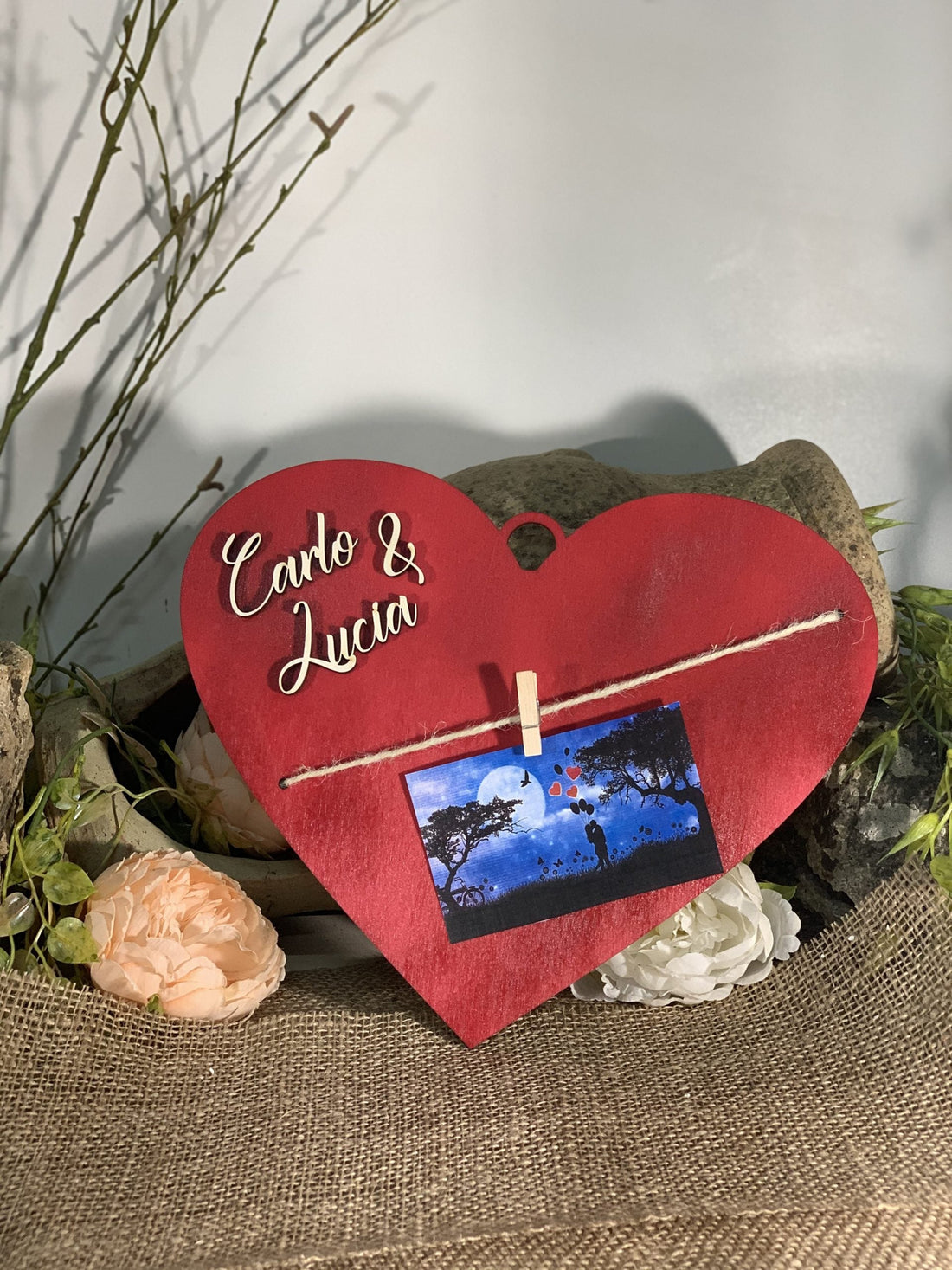 Quadretto a forma di cuore appendifoto