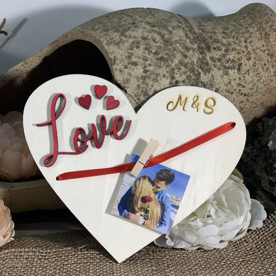 Quadretto a forma di cuore per appendere due piccole foto