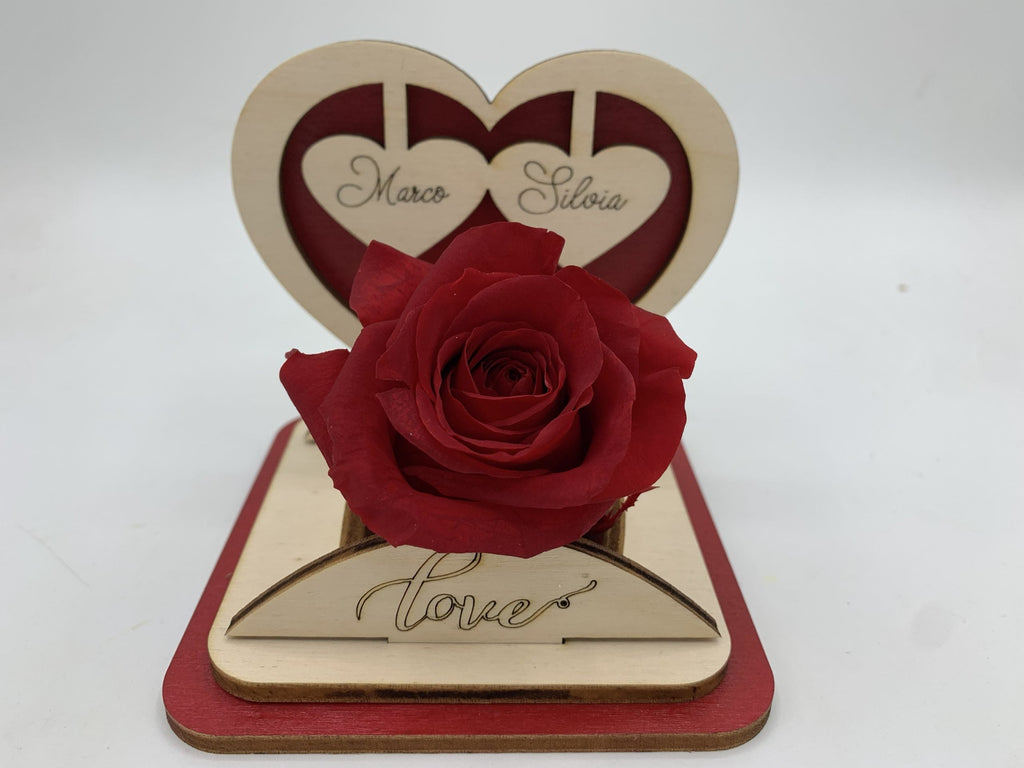 Rosa Stabilizzata con cuore in legno Idea's Cottage