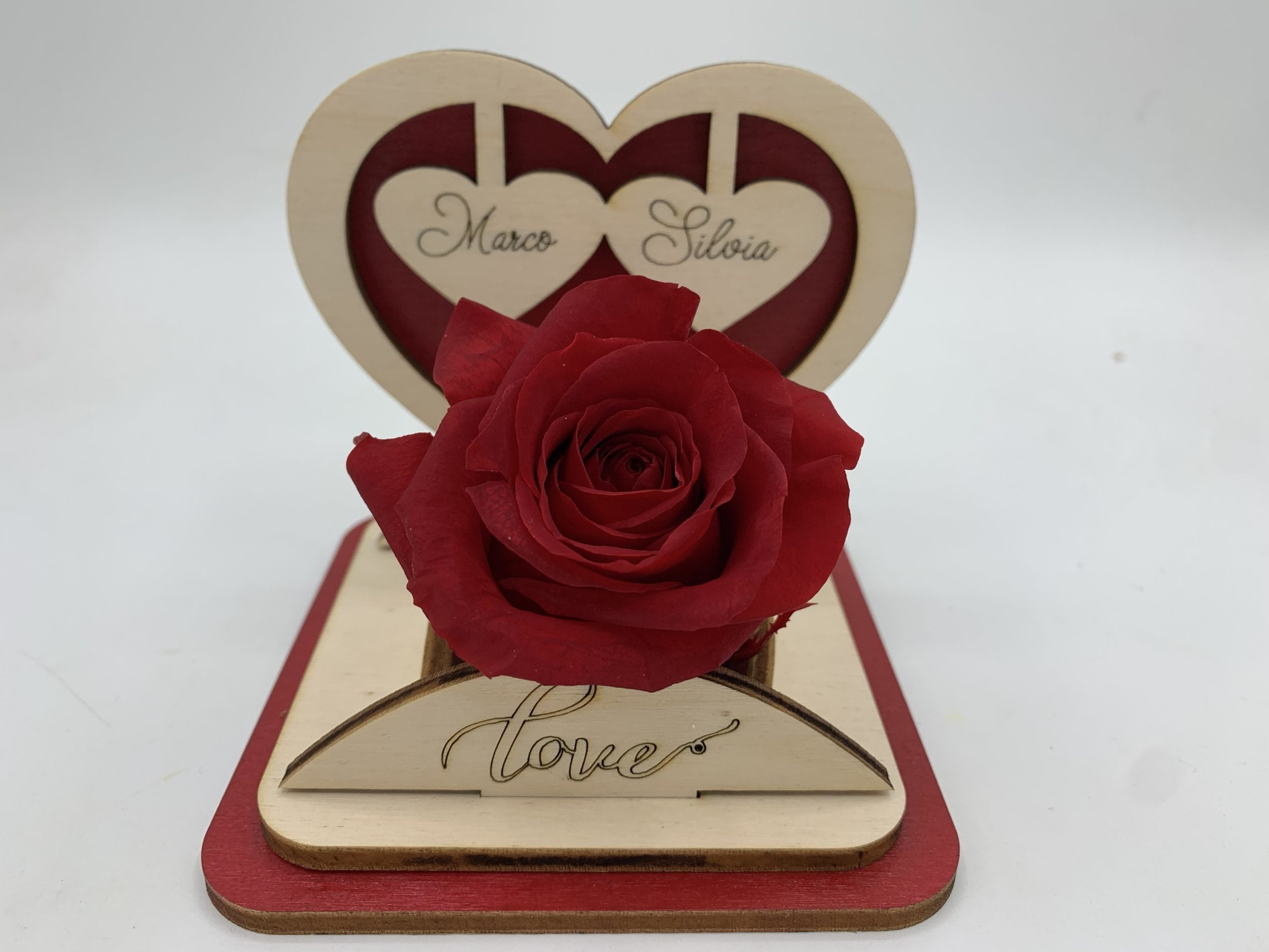 Rosa Stabilizzata con cuore in legno Idea's Cottage