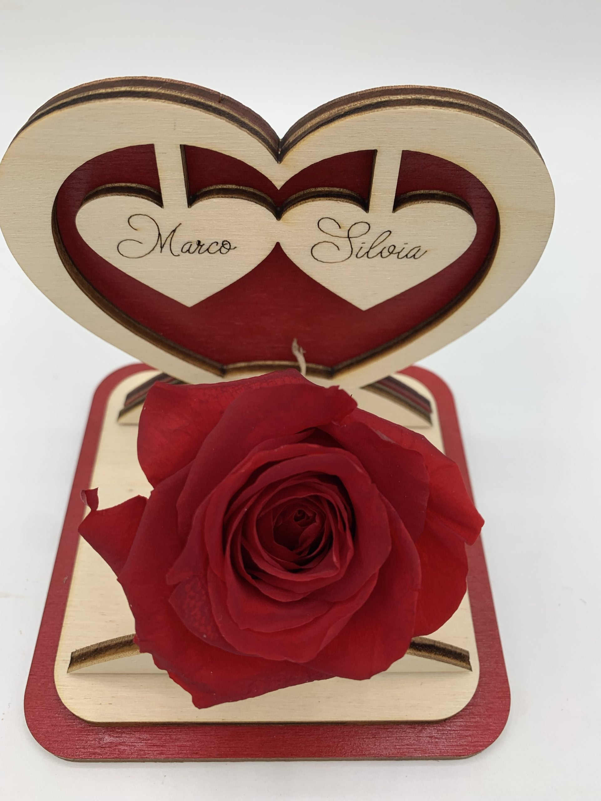 Rosa Stabilizzata con cuore in legno Idea's Cottage