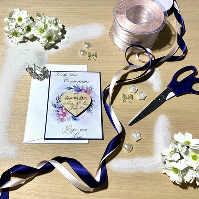 Save the Date Blue Cuore calamita legno Partecipazioni 2