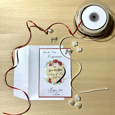 Save the Date Red Cuore calamita legno Partecipazioni 2