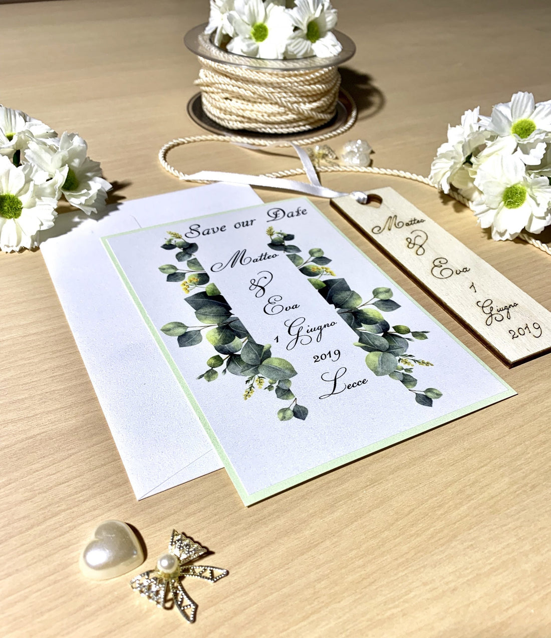 Save the Date Segnalibro legno Partecipazioni 1