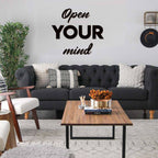 Scritta da parete in legno Open your mind