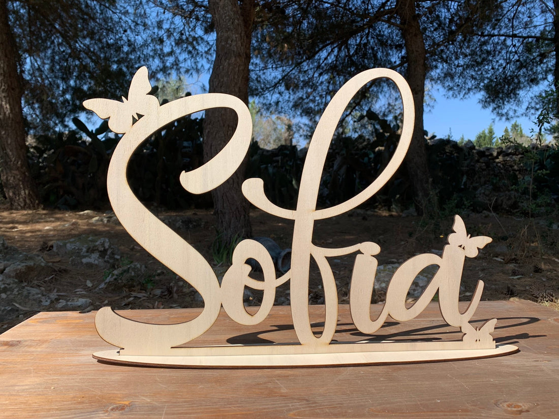 Scritta in legno con base in Corsivo Decorativo Idea's Cottage