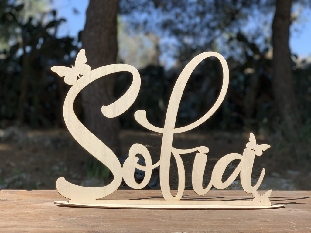 Scritta in legno con base in Corsivo Decorativo Idea's Cottage