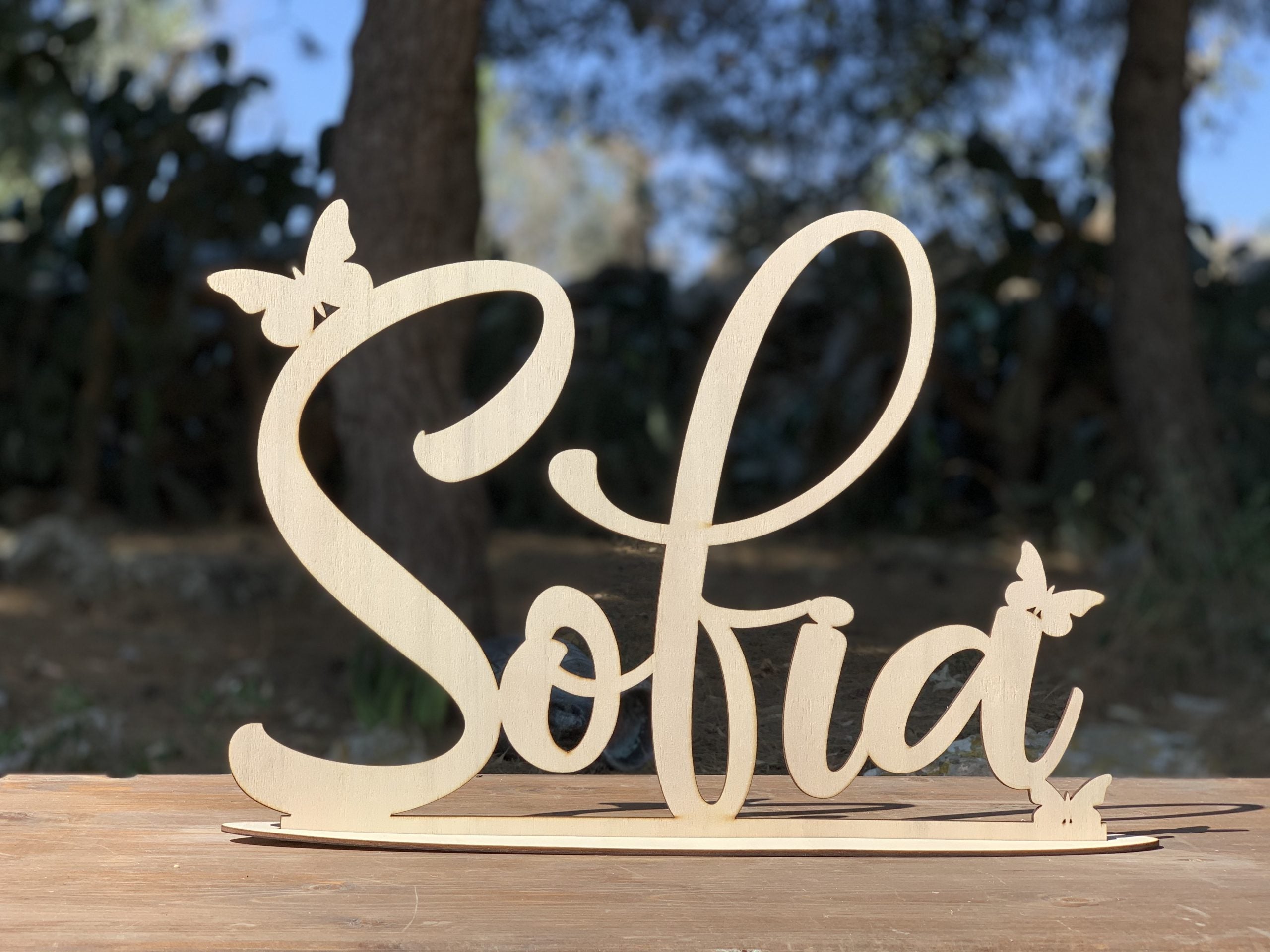 Scritta in legno con base in Corsivo Decorativo Idea's Cottage