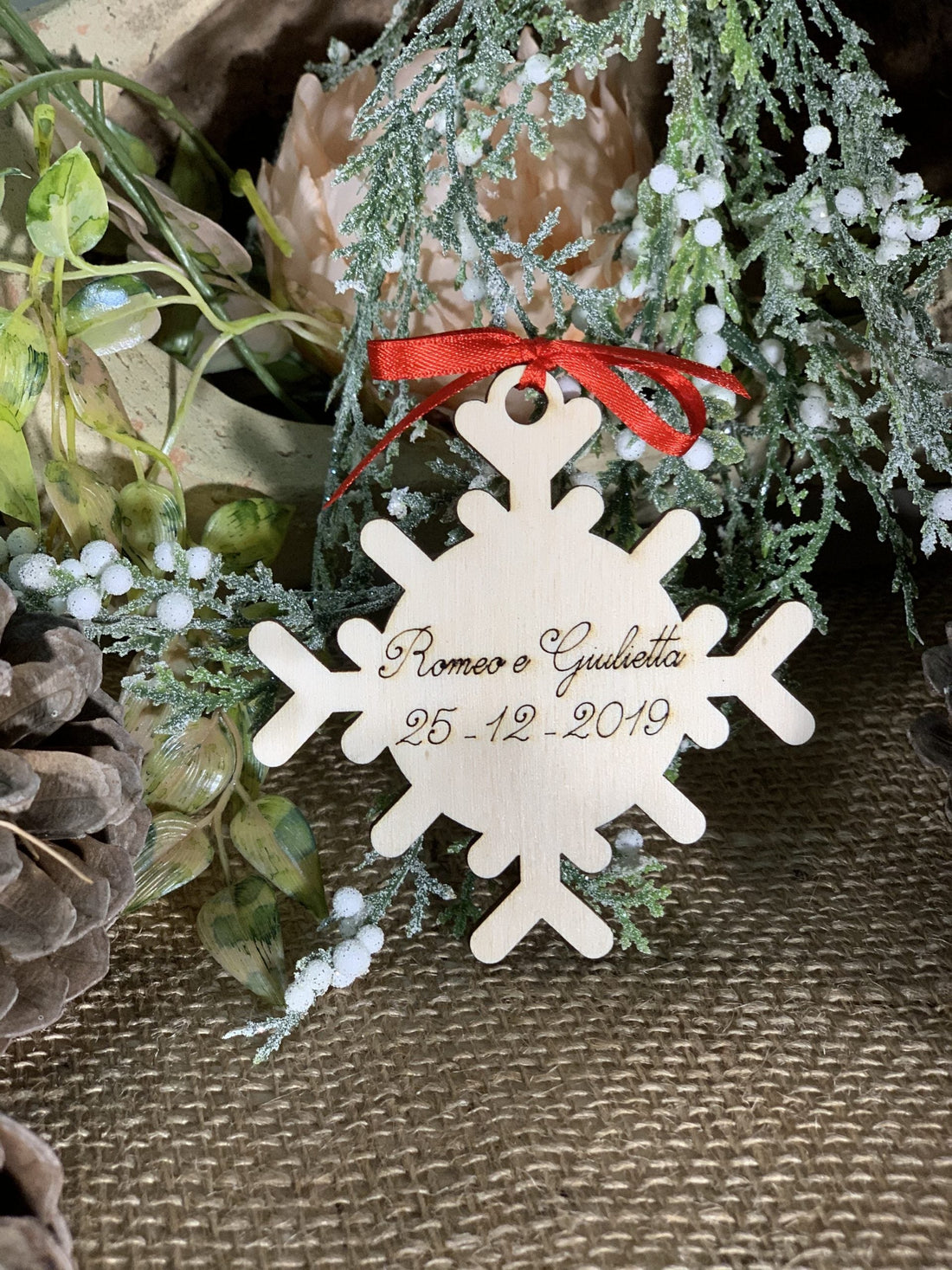 Segnaposto pallina natalizia fiocco di neve2