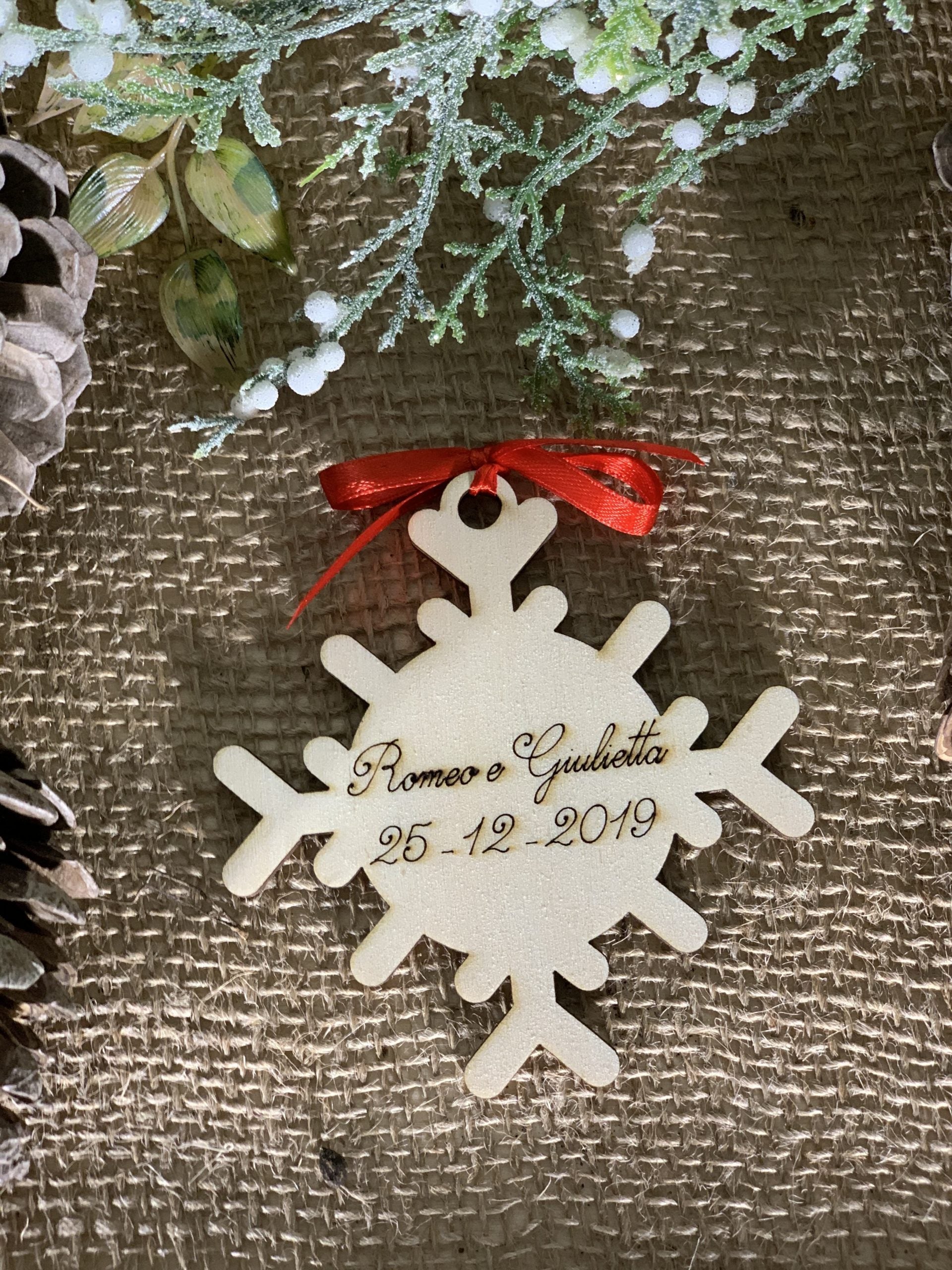 Segnaposto pallina natalizia fiocco di neve