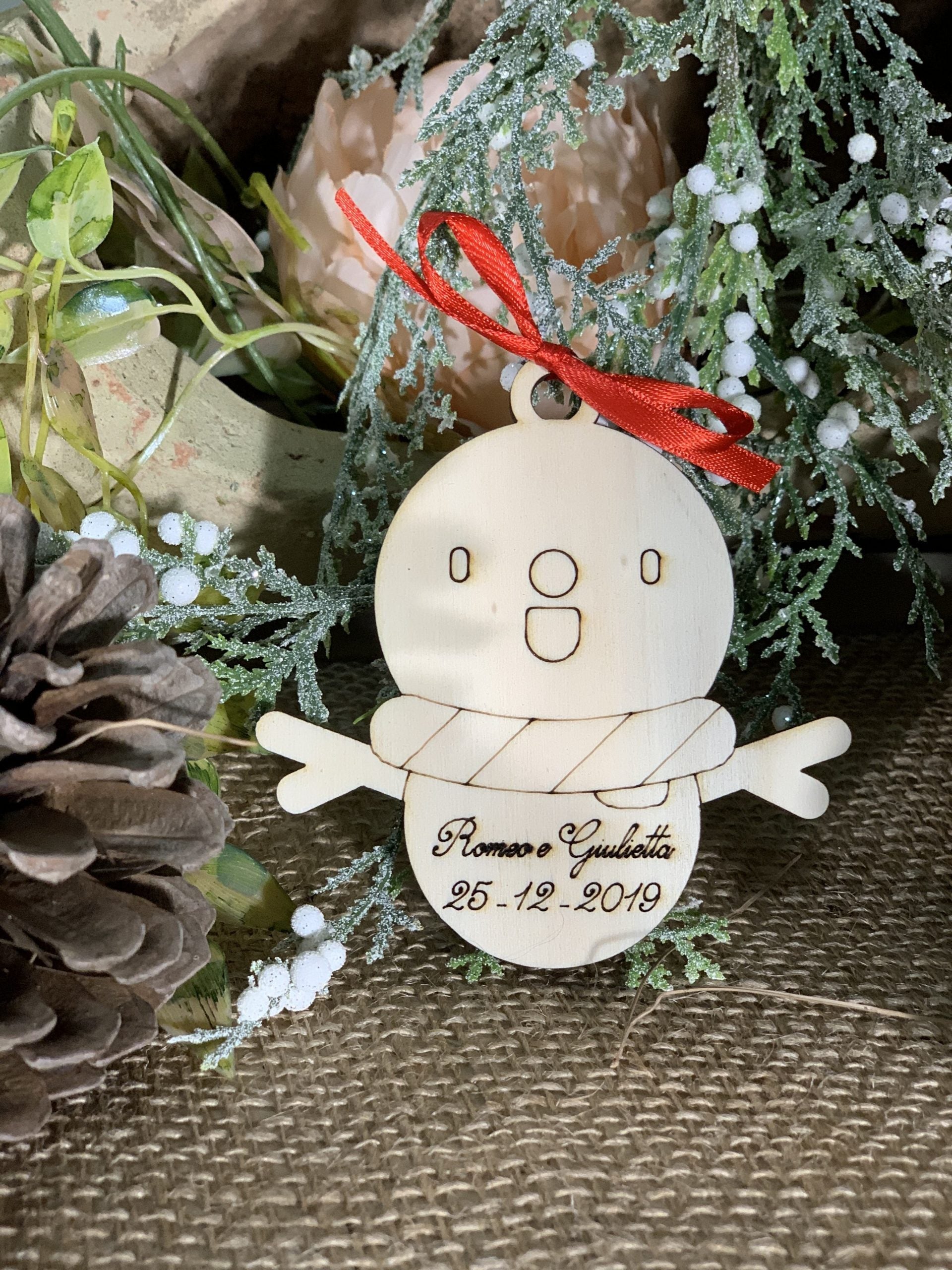 Segnaposto pallina natalizia pupazzo di neve