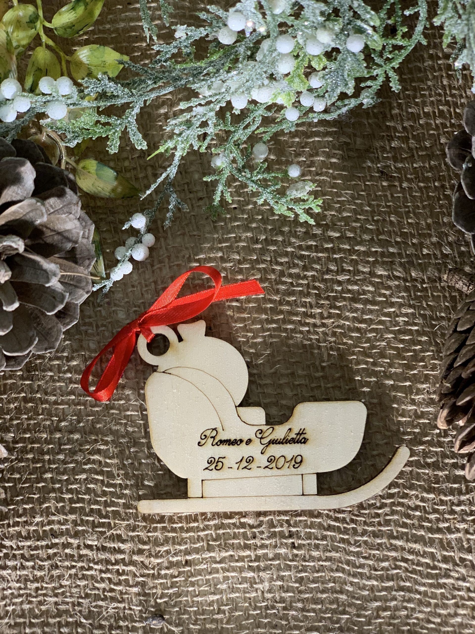 Segnaposto pallina natalizia slitta