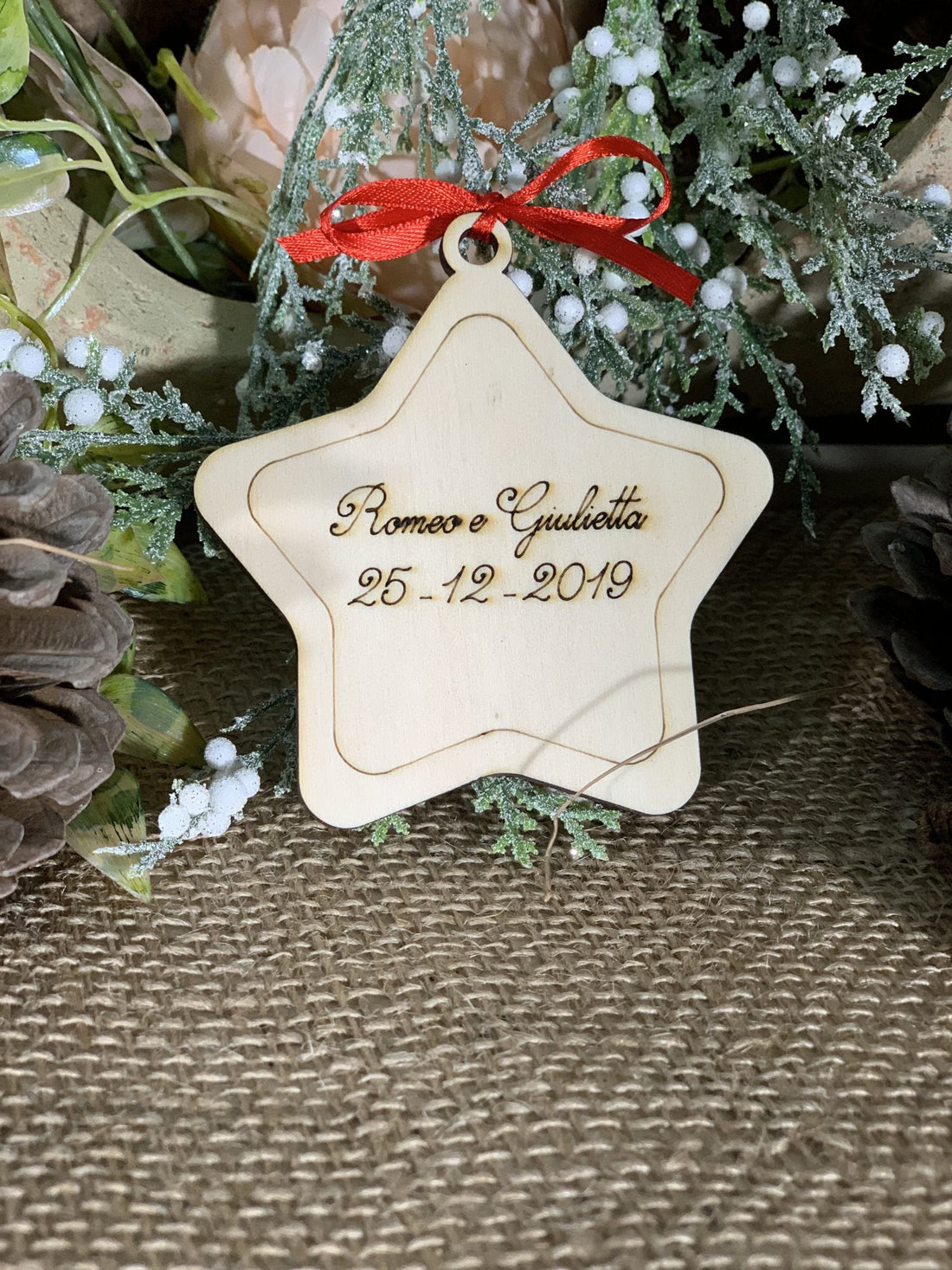 Segnaposto pallina natalizia stella