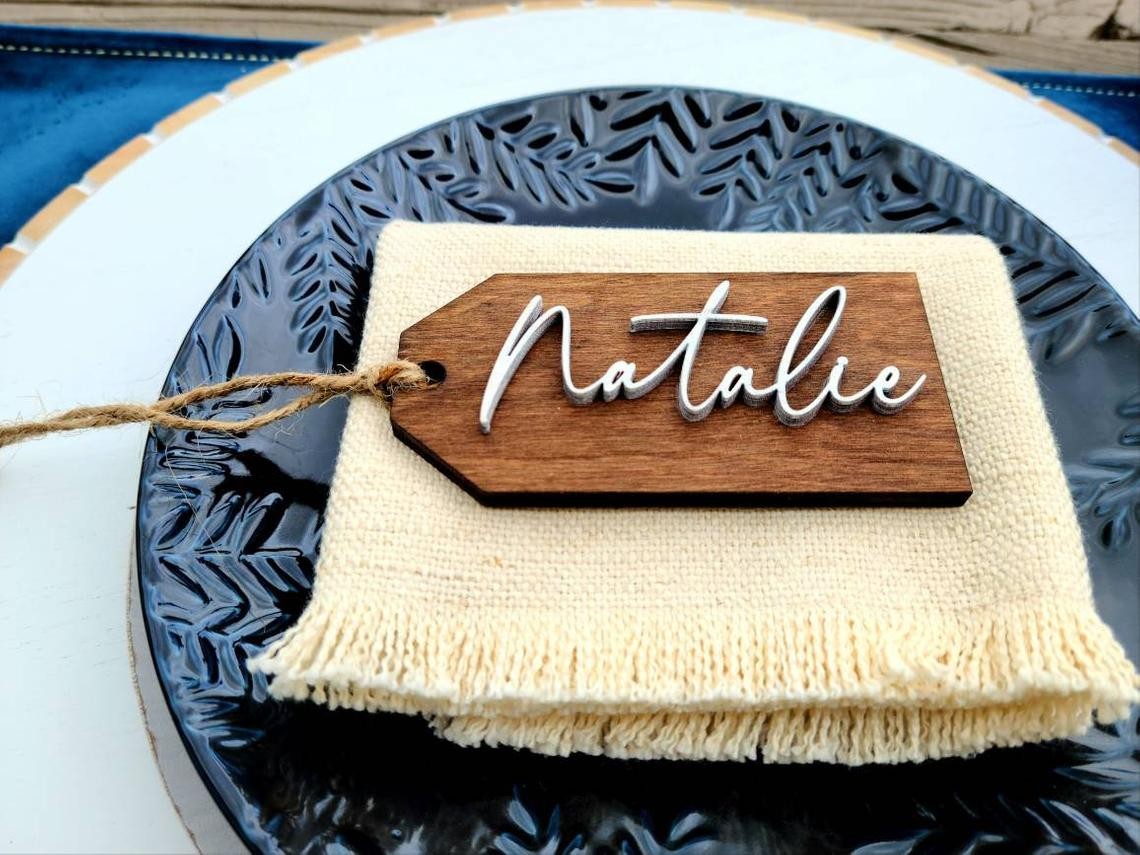 Tag regalo di Natale personalizzati, Etichette regalo in legno taglio laser Idea's Cottage