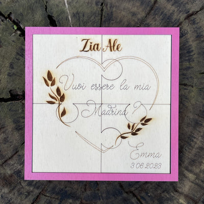 Targa Puzzle Madrina con messaggio personalizzabile Idea's Cottage