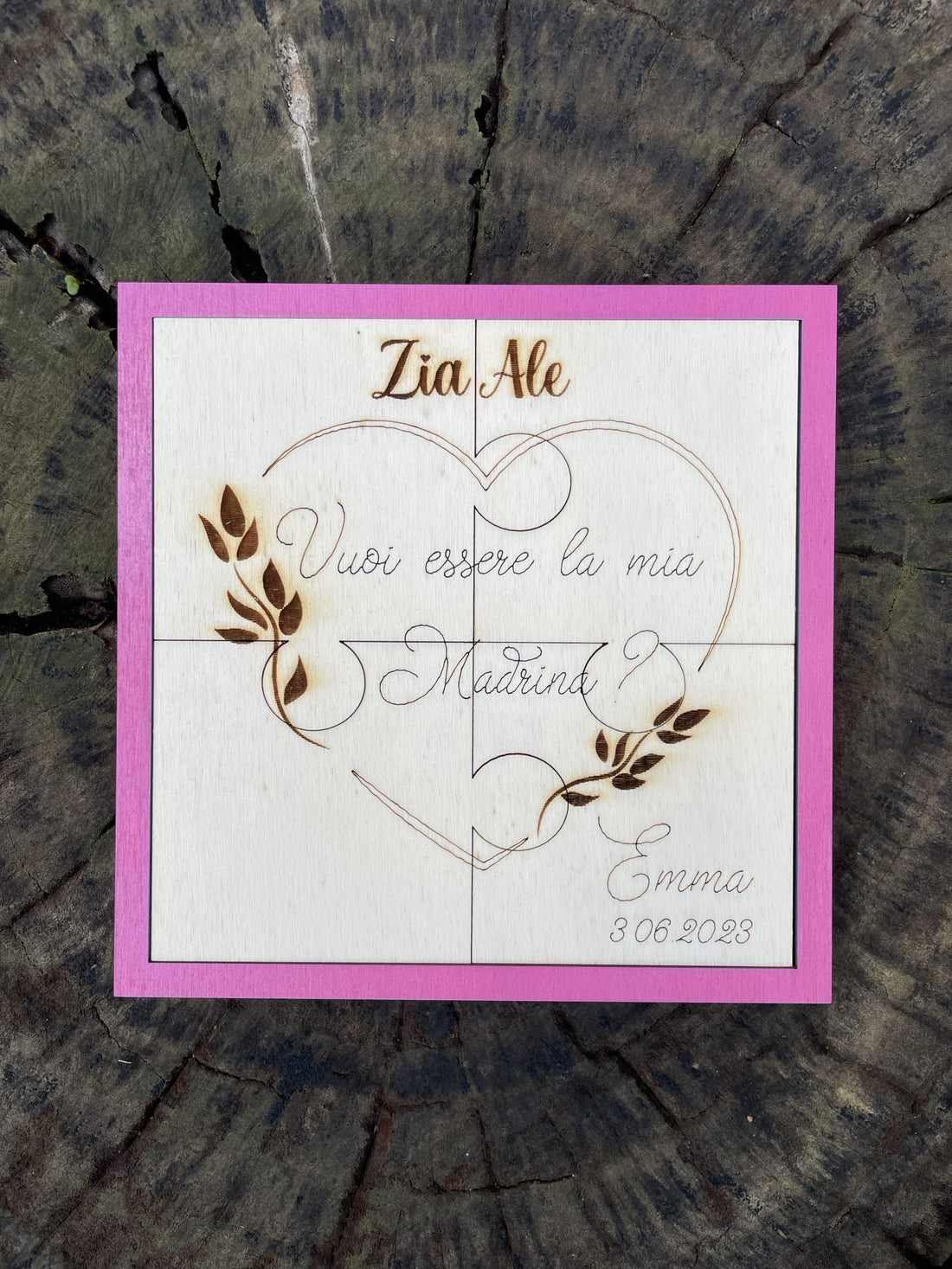Targa Puzzle Madrina con messaggio personalizzabile Idea's Cottage