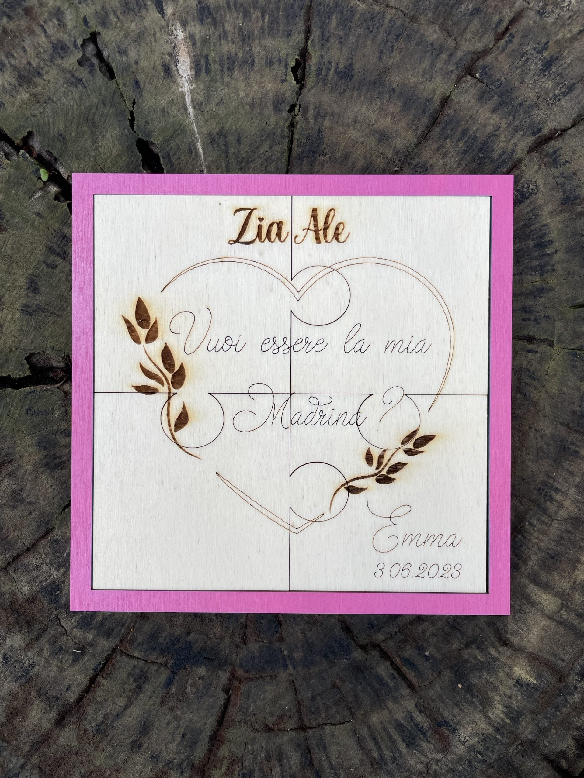 Targa Puzzle Madrina con messaggio personalizzabile Idea's Cottage