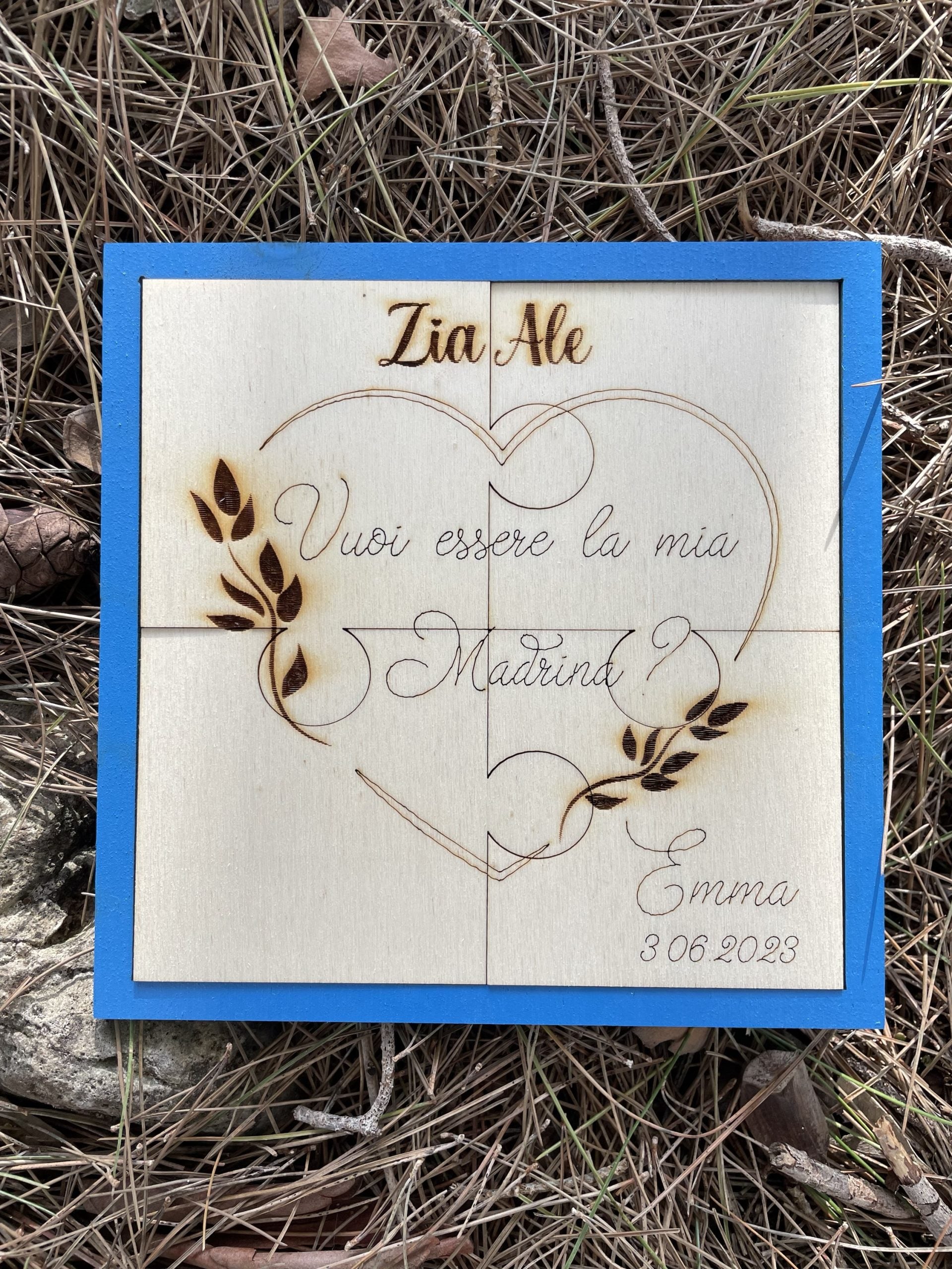 Targa Puzzle Madrina con messaggio personalizzabile Idea's Cottage