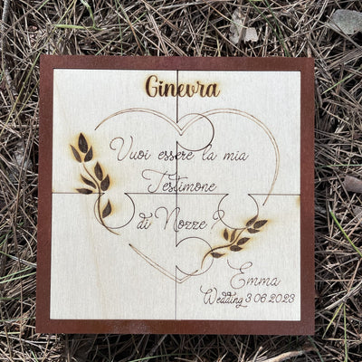 Targa Puzzle Testimone con messaggio personalizzabile Idea's Cottage