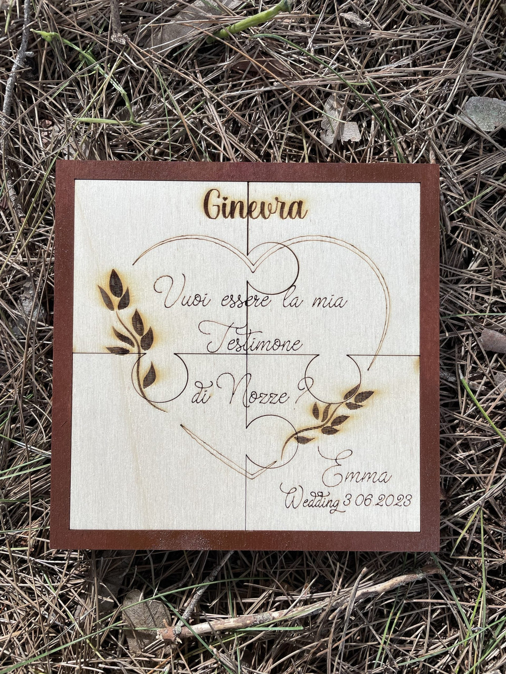 Targa Puzzle Testimone con messaggio personalizzabile Idea's Cottage