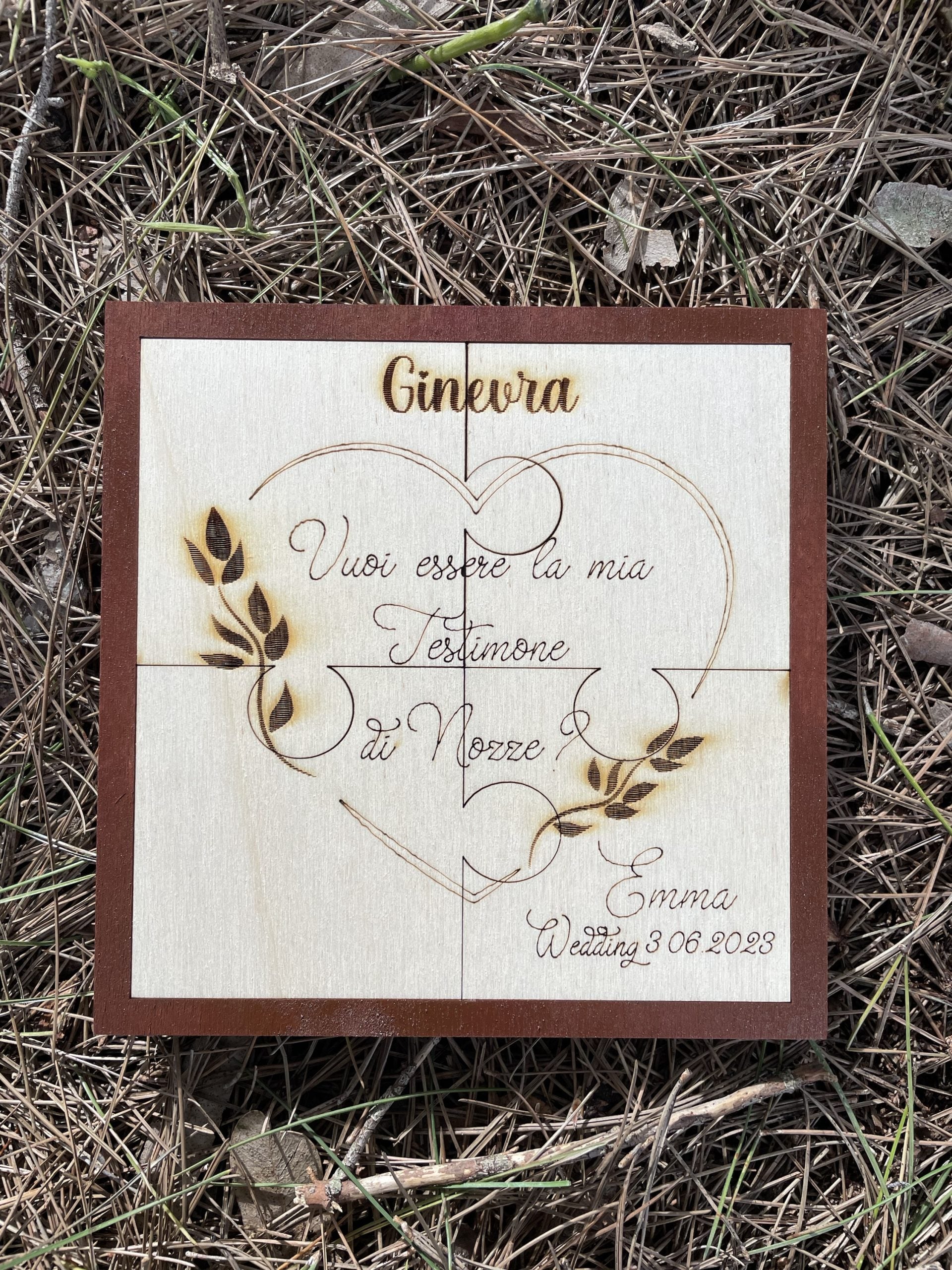 Targa Puzzle Testimone con messaggio personalizzabile Idea's Cottage