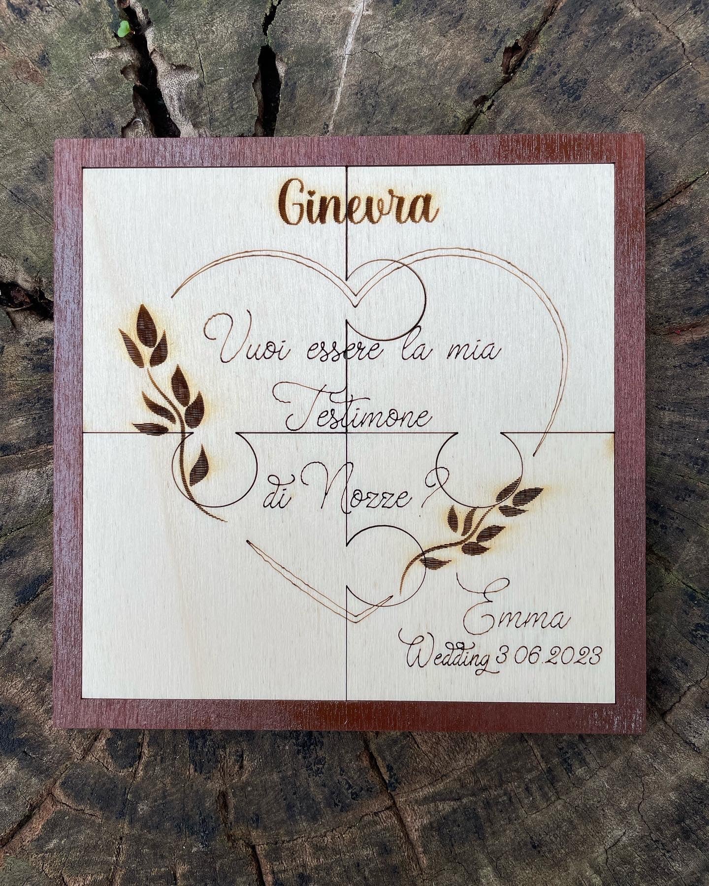 Targa Puzzle Testimone con messaggio personalizzabile Idea's Cottage