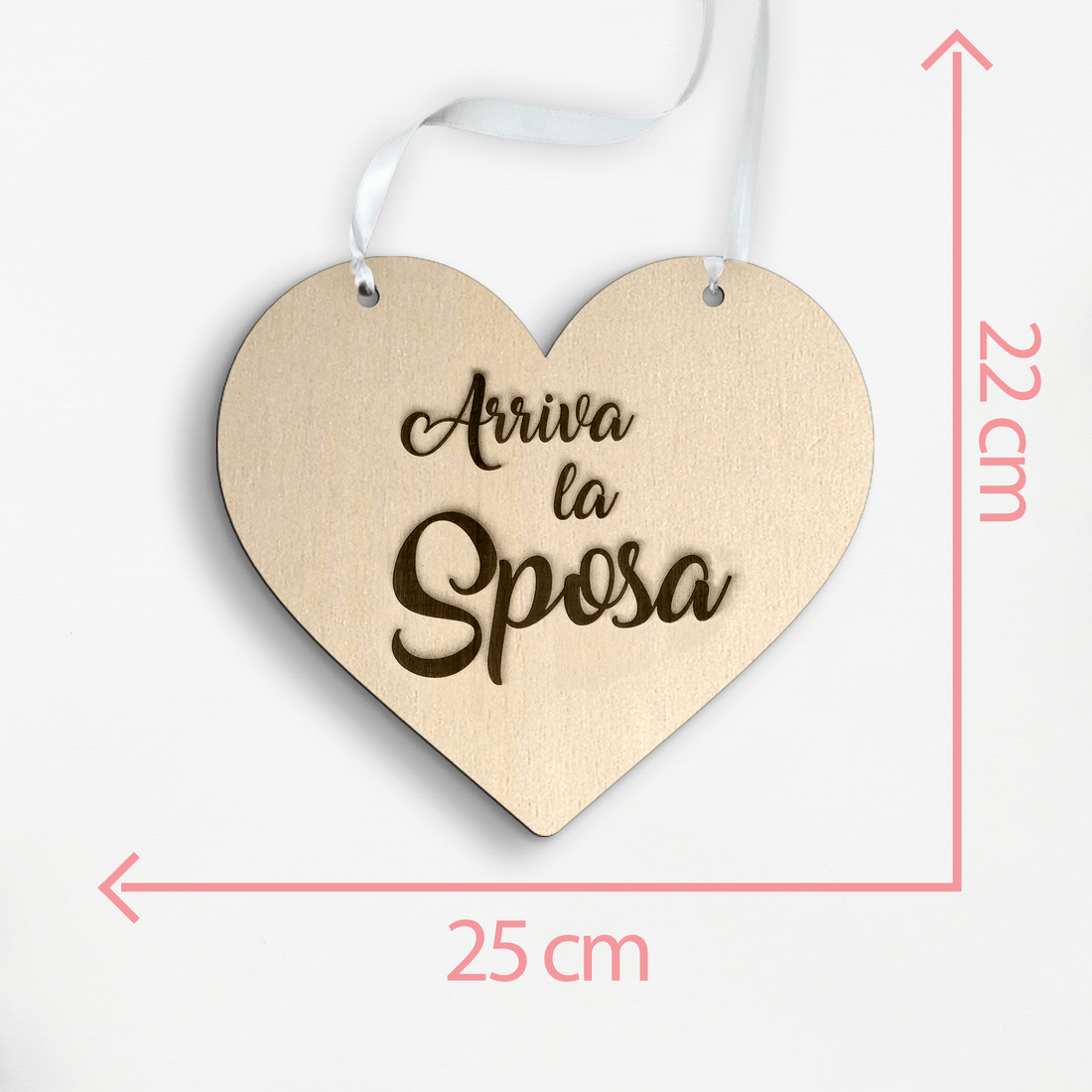 Targa cuore in legno Arriva la Sposa Idea's Cottage