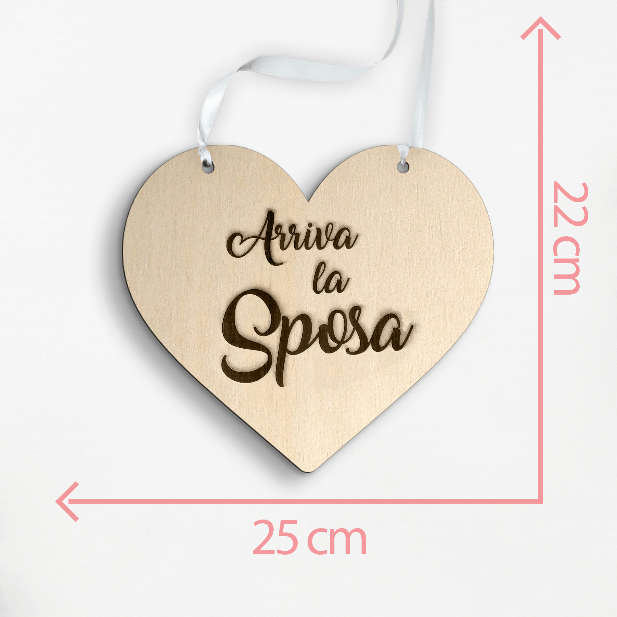 Targa cuore in legno Arriva la Sposa Idea's Cottage