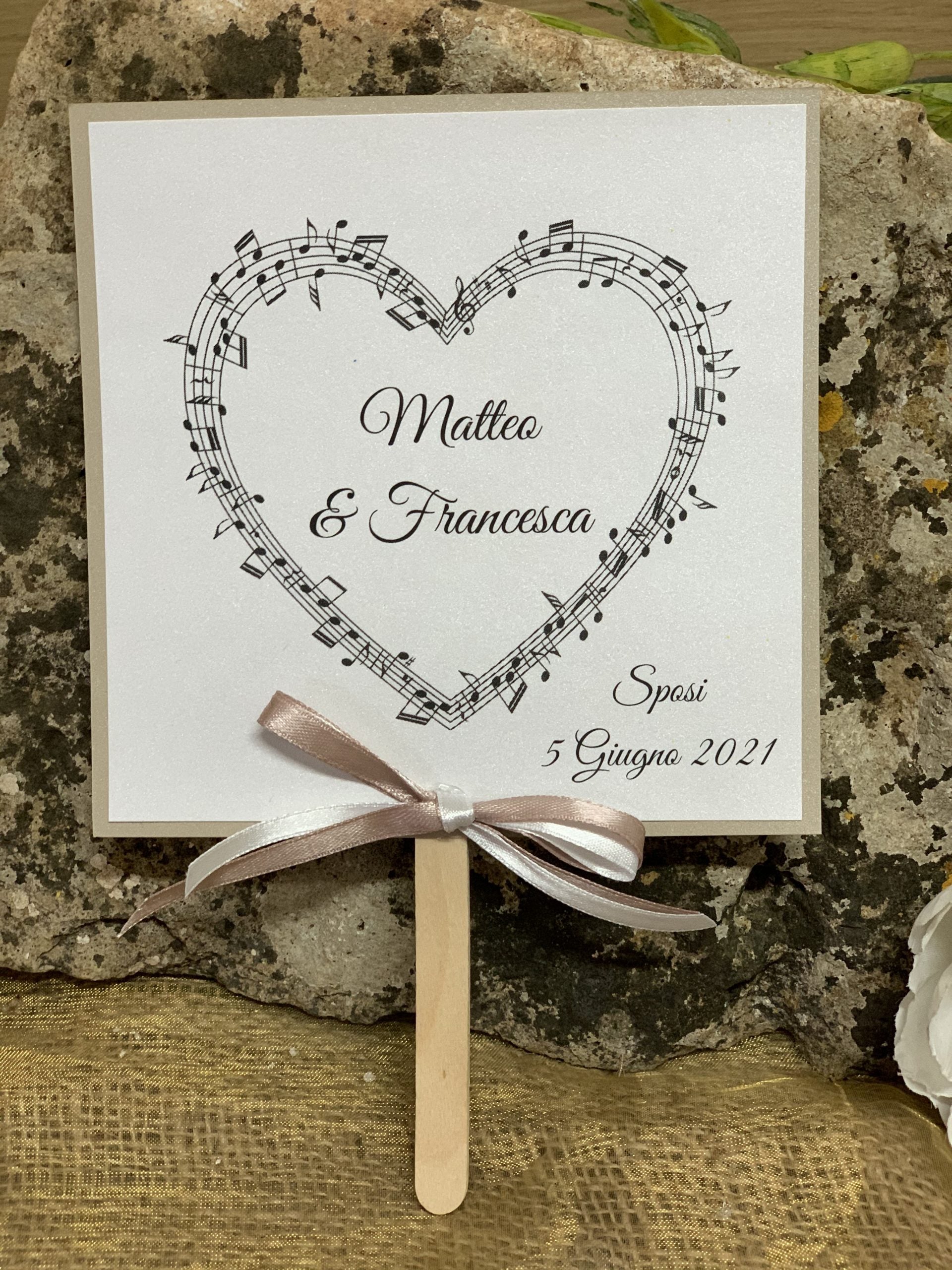 Ventaglio matrimonio cuore note tema musica