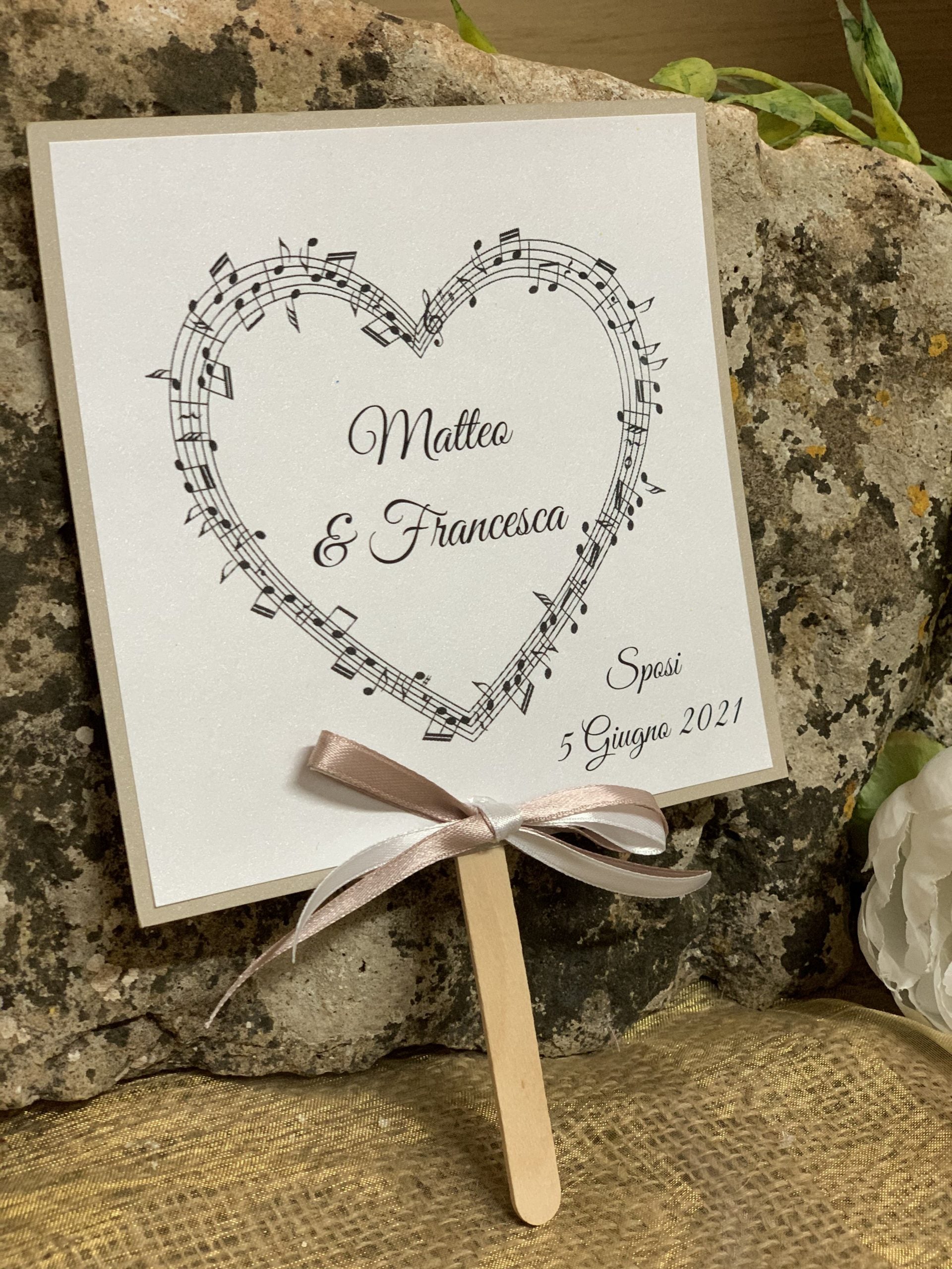 Ventaglio matrimonio cuore note tema musica 2