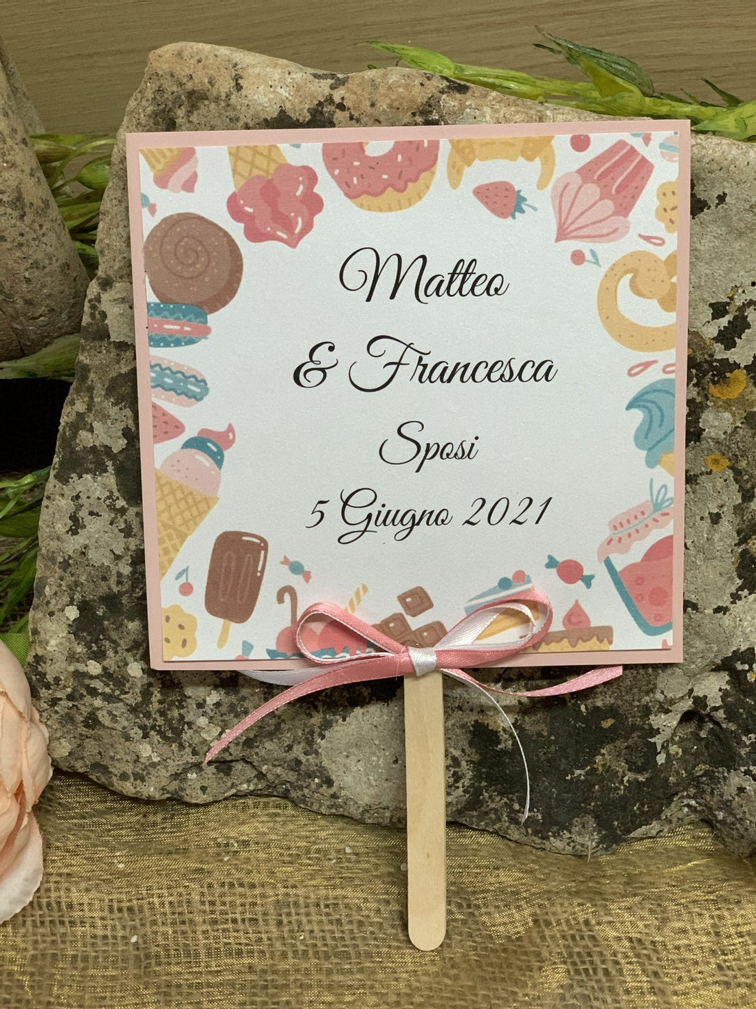 Ventaglio matrimonio tema dolci
