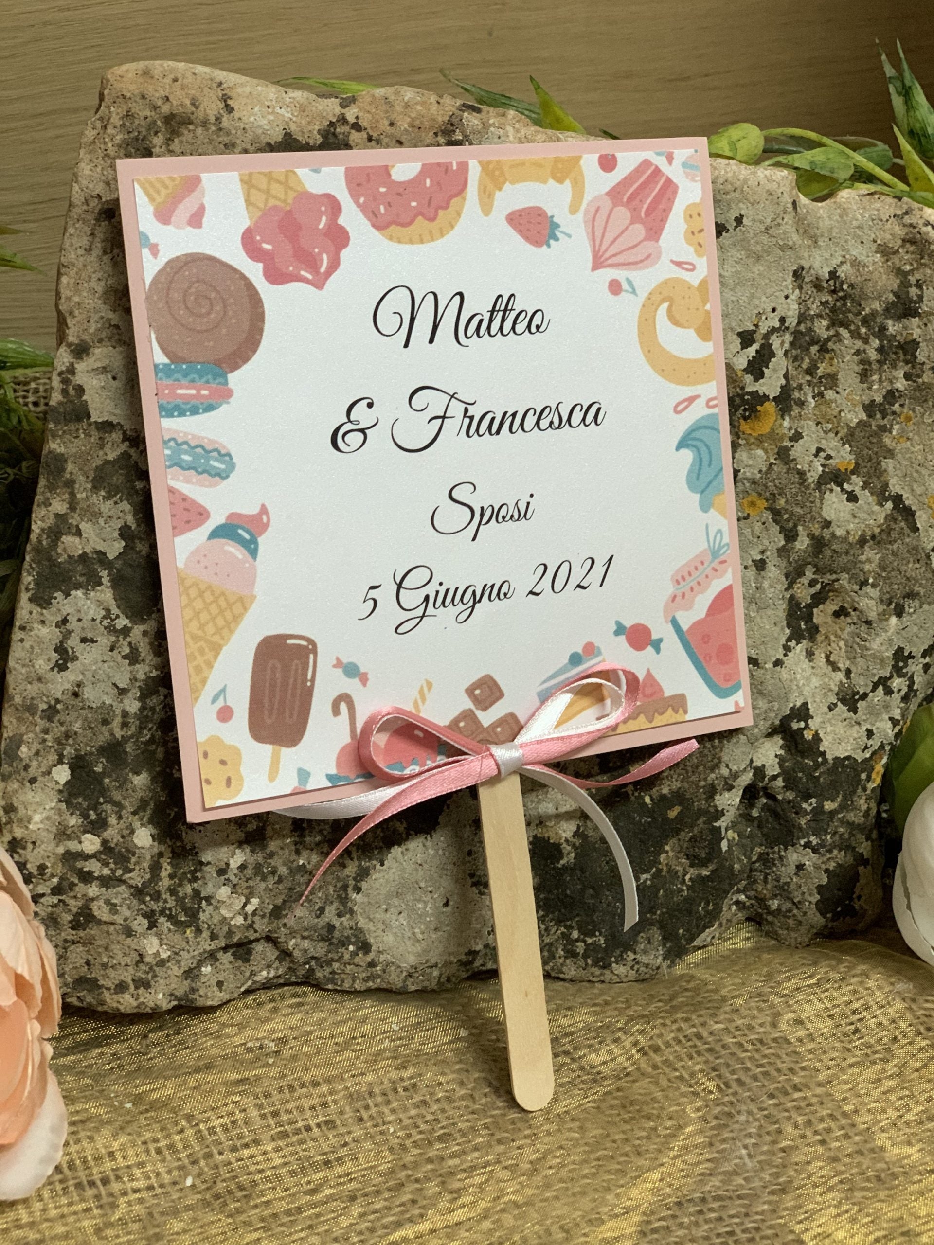 Ventaglio matrimonio tema dolci 2