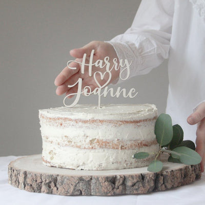 Wedding Cake Topper Personalizzato in legno con cuore Idea's Cottage