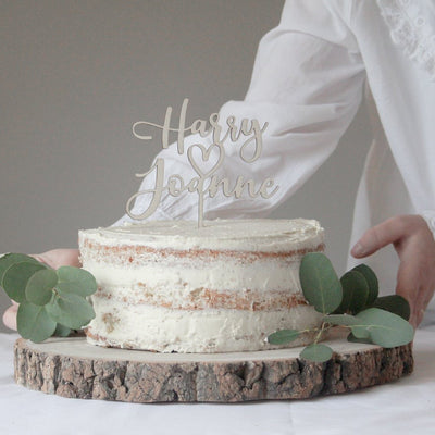 Wedding Cake Topper Personalizzato in legno con cuore Idea's Cottage