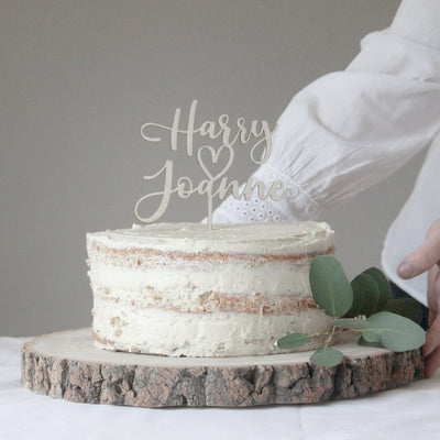Wedding Cake Topper Personalizzato in legno con cuore Idea's Cottage