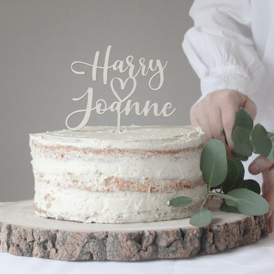 Wedding Cake Topper Personalizzato in legno con cuore Idea's Cottage