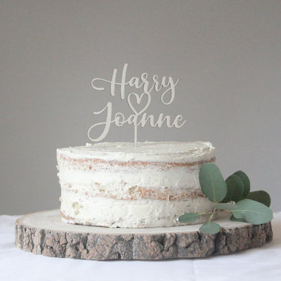 Wedding Cake Topper Personalizzato in legno con cuore Idea's Cottage
