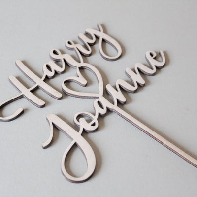 Wedding Cake Topper Personalizzato in legno con cuore Idea's Cottage