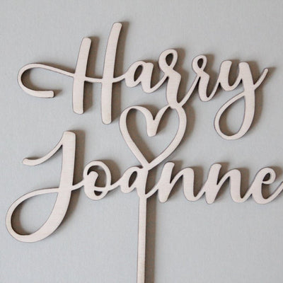 Wedding Cake Topper Personalizzato in legno con cuore Idea's Cottage