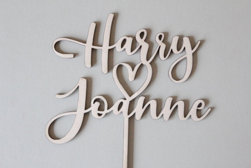 Wedding Cake Topper Personalizzato in legno con cuore Idea's Cottage